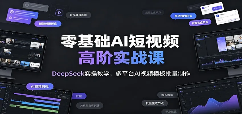 零基础AI短视频高阶实战课：DeepSeek实操教学，多平台AI视频模板批量制作-梦帆创业网