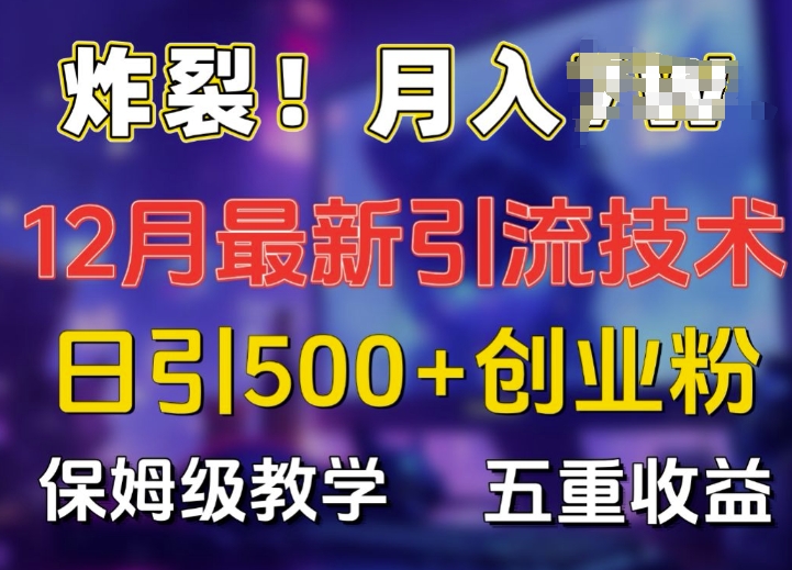 炸裂!揭秘12月最新日引流500+精准创业粉，多重收益保姆级教学-梦帆创业网