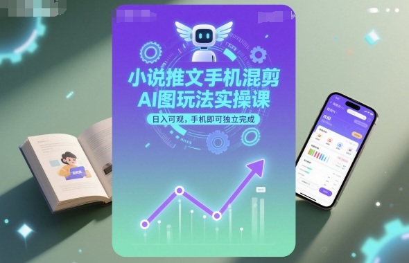 小说推文手机混剪AI图玩法实操课，日入可观，手机即可独立完成-梦帆创业网