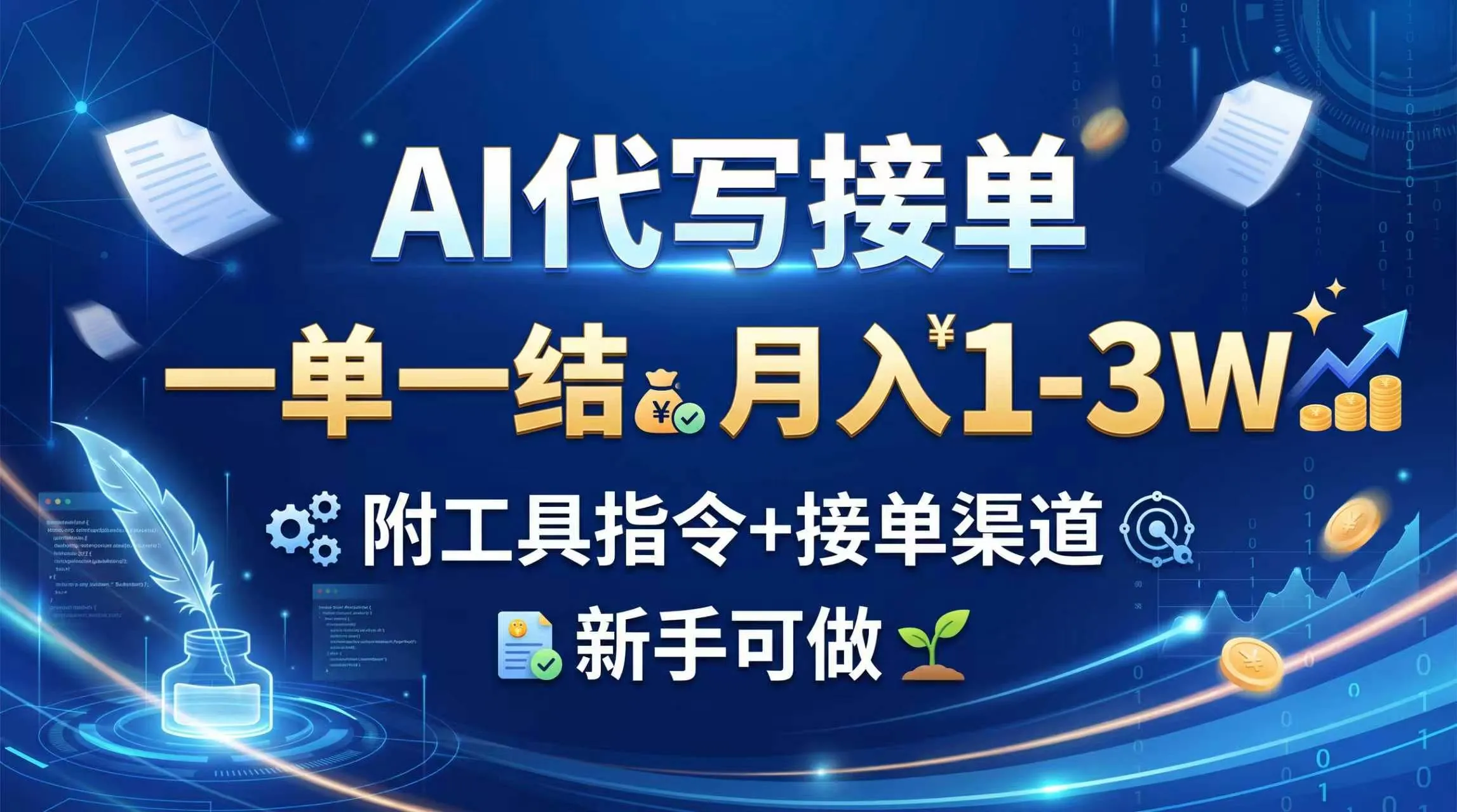 （20343期）AI代写接单，一单一结，月入1-3W，附工具指令+接单渠道，新手可做-梦帆创业网