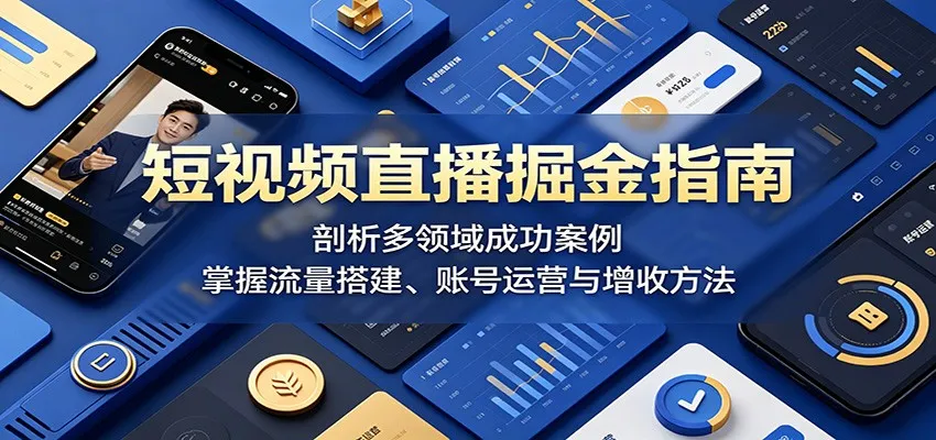 短视频直播掘金指南：剖析多领域成功案例，掌握流量搭建、账号运营与增收方法-梦帆创业网