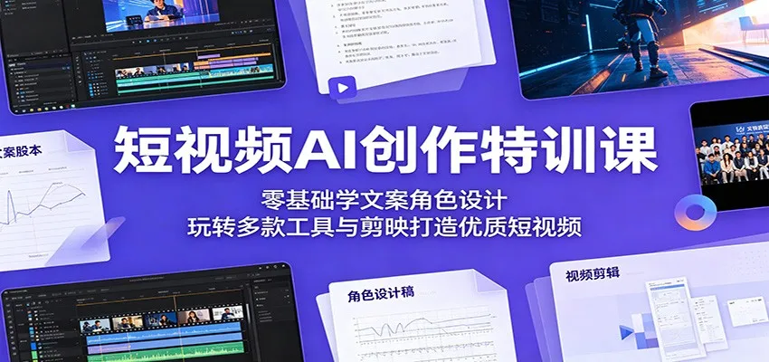 短视频AI创作特训课：零基础学文案角色设计，玩转多款工具与剪映打造优质短视频-梦帆创业网