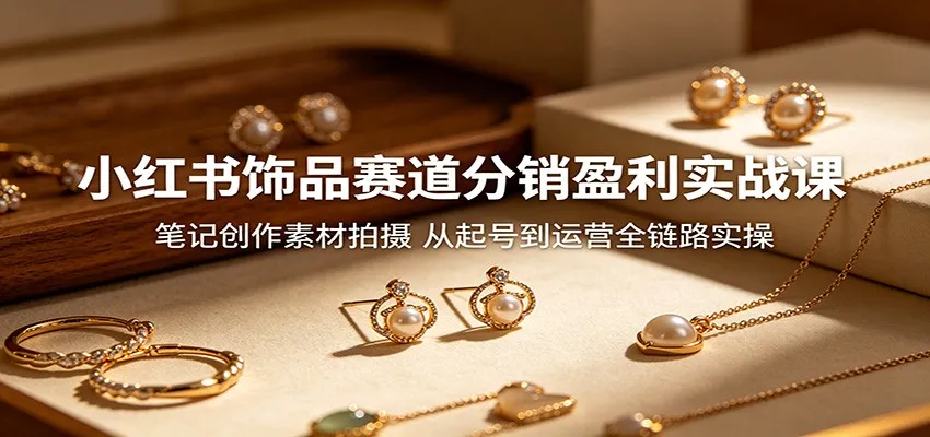 小红书饰品赛道分销盈利实战课：笔记创作素材拍摄，从起号到运营全链路实操-梦帆创业网