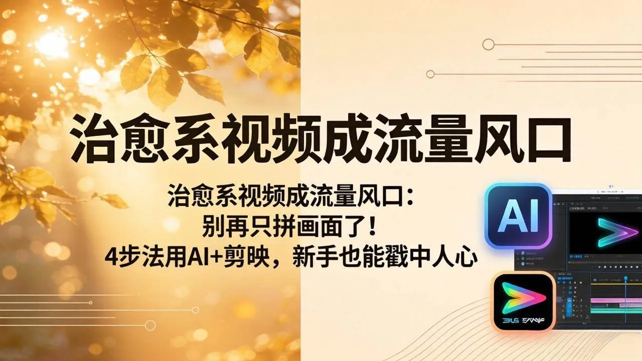 （18219期）治愈系视频成流量风口：别再只拼画面了！4步法用AI+剪映，新手也能戳中人心-梦帆创业网