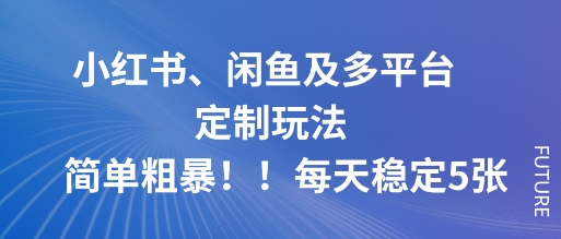 小红书、闲鱼及多平台定制玩法简单粗暴！每天稳定5张-梦帆创业网