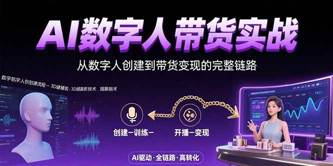 （15548期）AI数字人+带货实战：从数字人创建到带货变现的完整链路-梦帆创业网