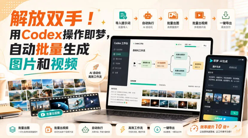 解放双手!用Codex操作即梦,自动批量生成图片和视频 解放双手!用Codex操作即梦,自动批量生成图片和视频