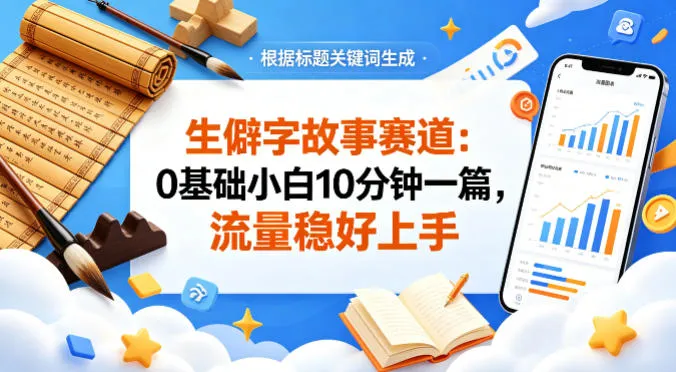公众号流量主——生僻字故事赛道，流量稳，好上手，0基础小白也能10分钟一篇-梦帆创业网