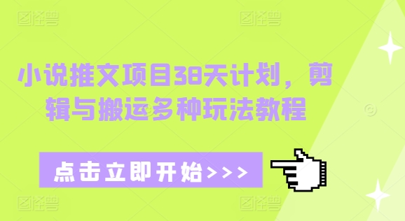 小说推文项目38天计划，剪辑与搬运多种玩法教程-梦帆创业网
