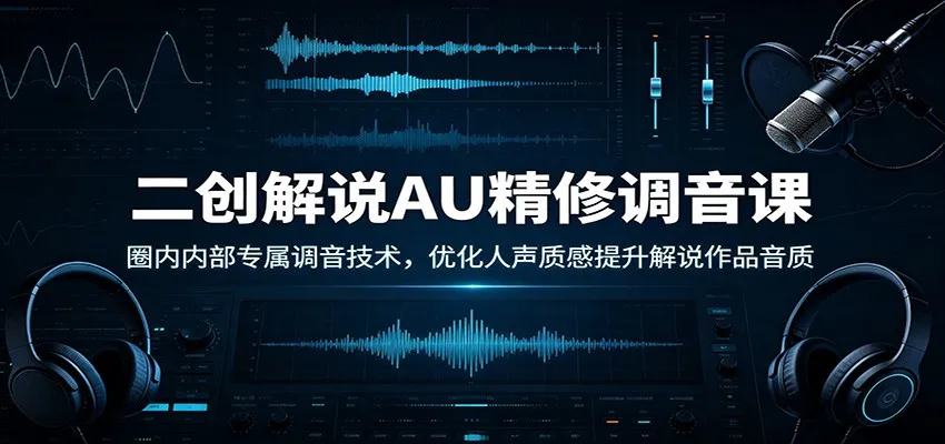 二创解说AU精修调音课：圈内内部专属调音技术，优化人声质感提升解说作品音质-梦帆创业网