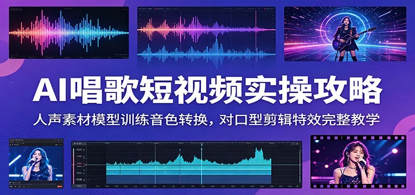 AI唱歌短视频实操攻略：人声素材模型训练音色转换，对口型剪辑特效完整教学-梦帆创业网