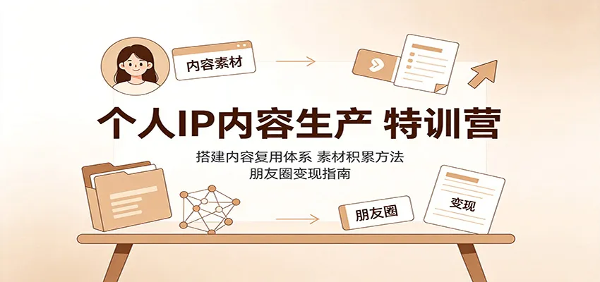 个人IP内容生产特训营：搭建内容复用体系，素材积累方法，朋友圈变现指南-梦帆创业网