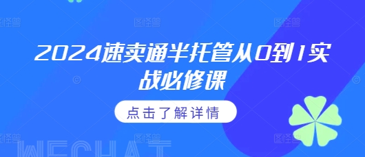 2024速卖通半托管从0到1实战必修课，掌握通投广告打法、熟悉速卖通半托管的政策细节-梦帆创业网