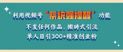 利用微信视频号系统提醒功能，引流精准创业粉，无需发布任何作品，单人单日引流300+创业粉-梦帆创业网