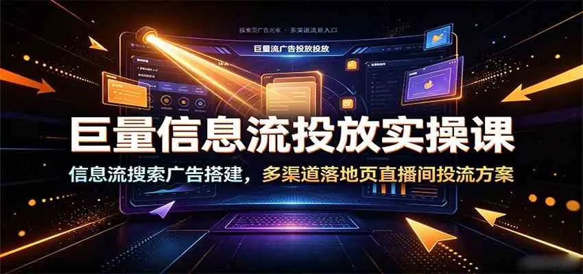 巨量信息流投放实操课：信息流搜索广告搭建，多渠道落地页直播间投流方案-梦帆创业网
