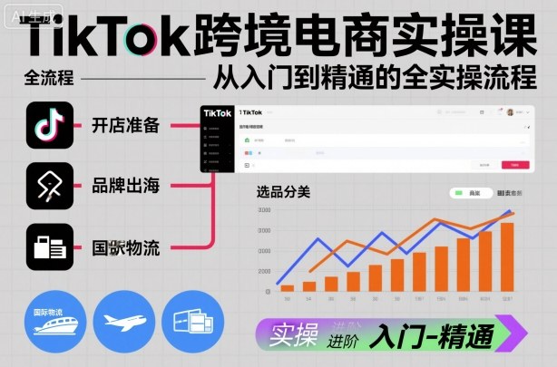 TikTok跨境电商实操课，从入门到精通的全实操流程-梦帆创业网