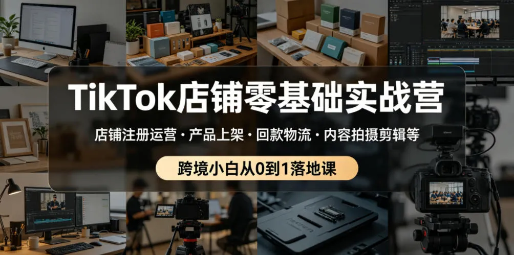 TikTok店铺零基础实战营，店铺注册运营・产品上架・回款物流・内容拍摄剪辑等 ，跨境小白从0到1落地课-梦帆创业网