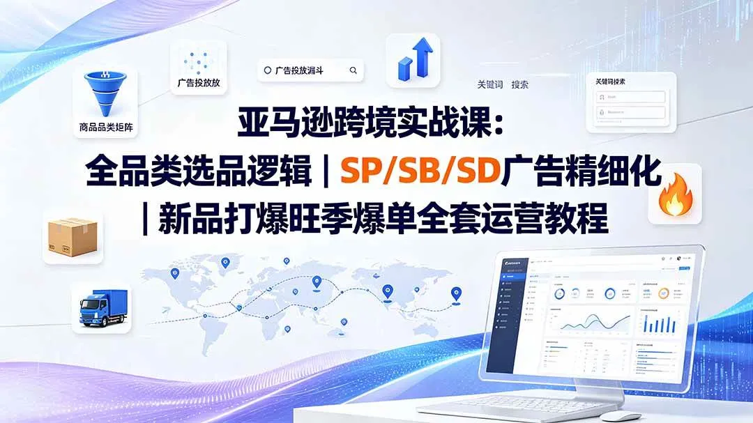 （20160期）亚马逊跨境实战课-更新8月：全品类选品逻辑｜SP/SB/SD广告精细化｜新品打爆旺季爆单全套运营教程-梦帆创业网