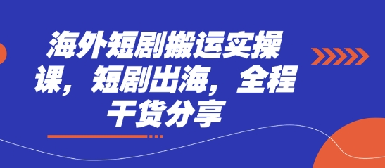海外短剧搬运实操课，短剧出海，全程干货分享-梦帆创业网