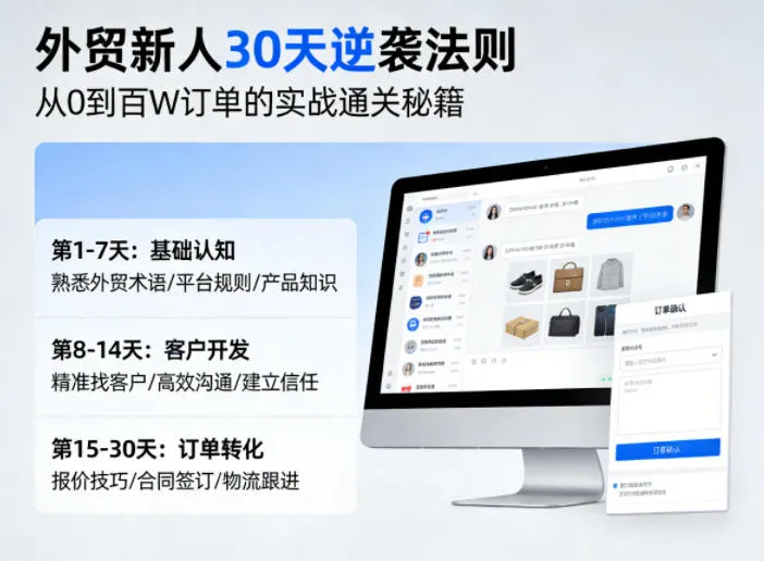 外贸新人30天逆袭法则，教你从0到百W订单的实战通关秘籍-梦帆创业网