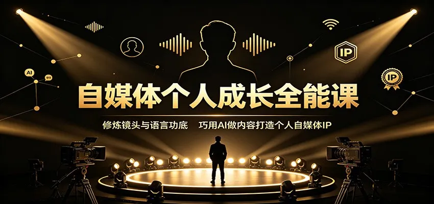 自媒体个人成长全能课：修炼镜头与语言功底，巧用AI做内容打造个人自媒体IP-梦帆创业网