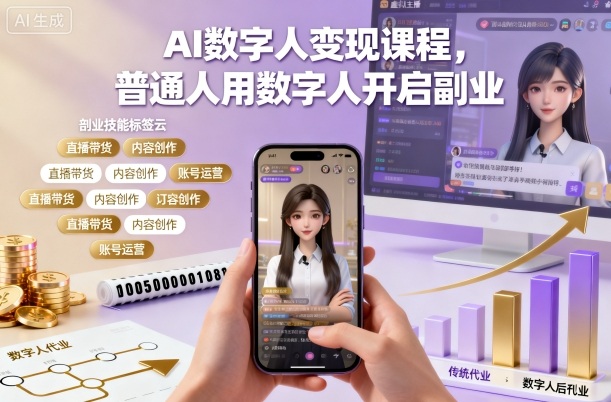 AI数字人变现课程，普通人用数字人开启副业-梦帆创业网