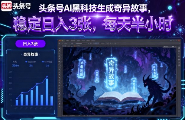 头条号AI黑科技生成奇异故事，稳定日入3张，每天半小时-梦帆创业网