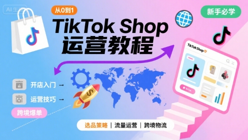 TikTok Shop从0到1运营教程，TikTok跨境电商新手必学课程-梦帆创业网