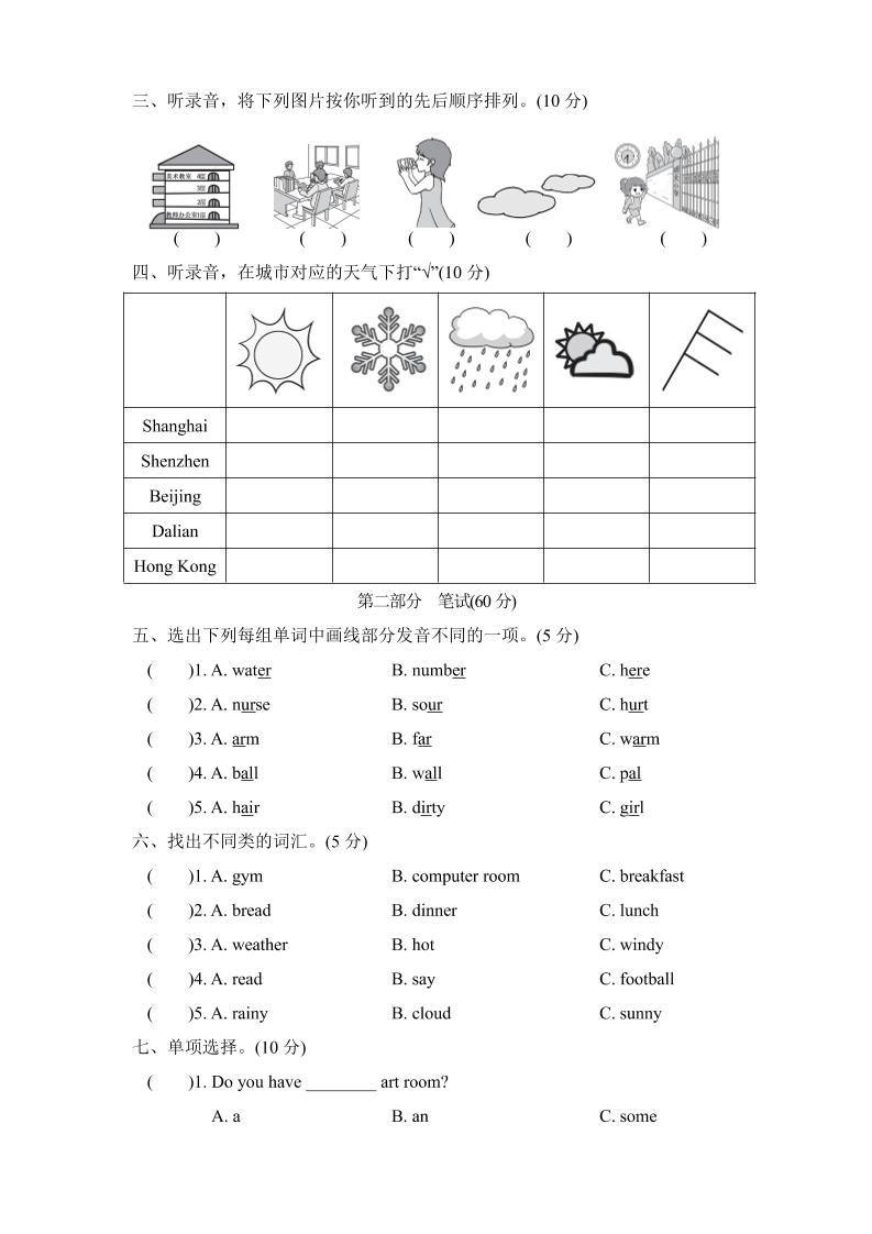 人教版2024-2025学年英语四年级第二学期期中考试（A)卷-梦帆创业网