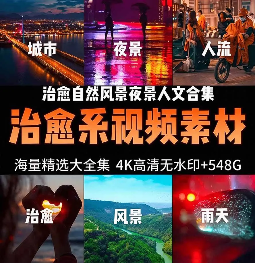 （21009期）氛围感3万+海量高清剪辑实况素材，含雨天、雪天、夜景、街道等经典场景，伤感唯美励志短视频无水印素材