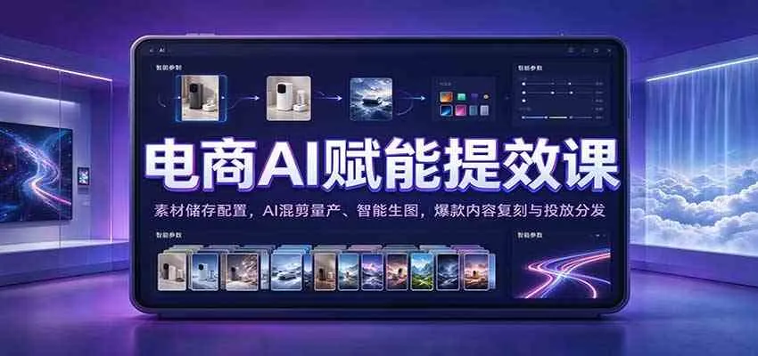 电商AI赋能提效课：素材储存配置，AI混剪量产、智能生图，爆款内容复刻与投放分发-梦帆创业网