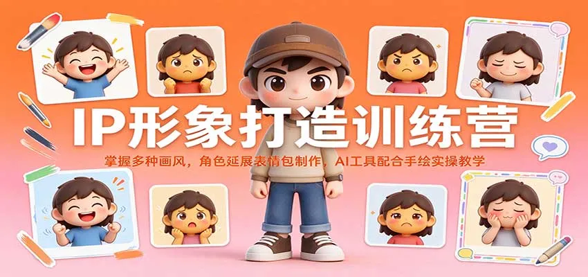 IP形象打造训练营:掌握多种画风,角色延展表情包制作,AI工具配合手绘实操教学 IP形象打造训练营:掌握多种画风,角色延展表情包制作,AI工具配合手绘实操教学