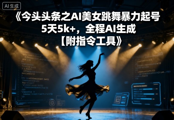 今日头条之AI美女跳舞暴力起号，5天1k+，全程AI生成【附指令工具】-梦帆创业网