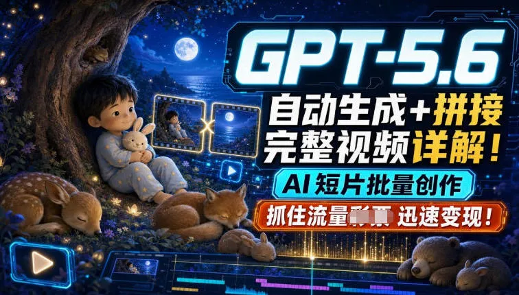 GPT-5.6自动生成＋拼接完整视频详解，AI短片批量创作，抓住流量迅速变现！-梦帆创业网