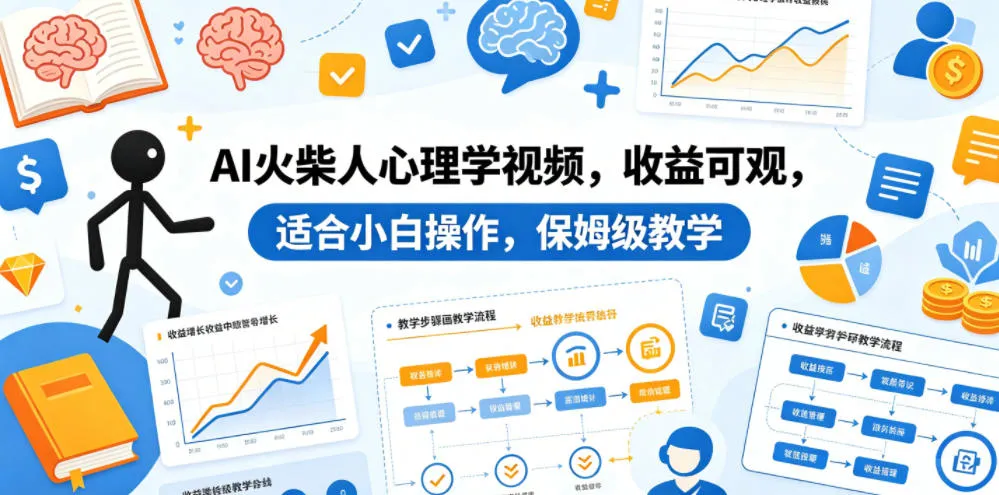 AI火柴人心理学视频，收益可观，适合小白操作，保姆级教学-梦帆创业网
