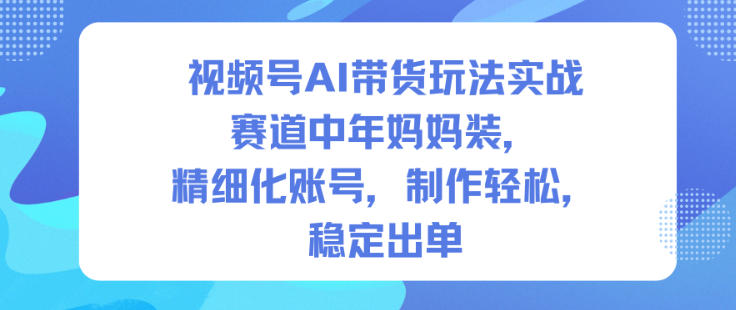 视频号AI带货玩法实战，赛道中年妈妈装，精细化账号，制作轻松，稳定出单-梦帆创业网