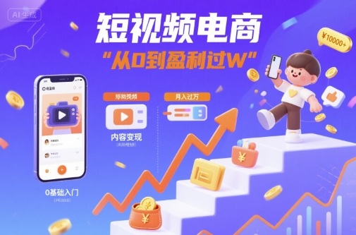 短视频电商：短视频变现从0到盈利过W-梦帆创业网