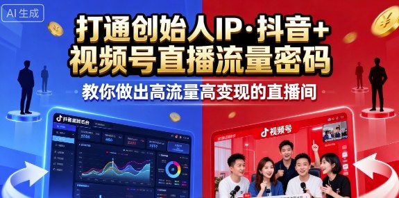 25年直播9-10两期线下课，打通创始人IP，抖音+视频号直播流量密码，教你做出高流量高变现的直播间-梦帆创业网