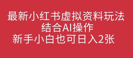 最新小红书虚拟资料玩法结合AI操作，新手小白也可日入2张-梦帆创业网