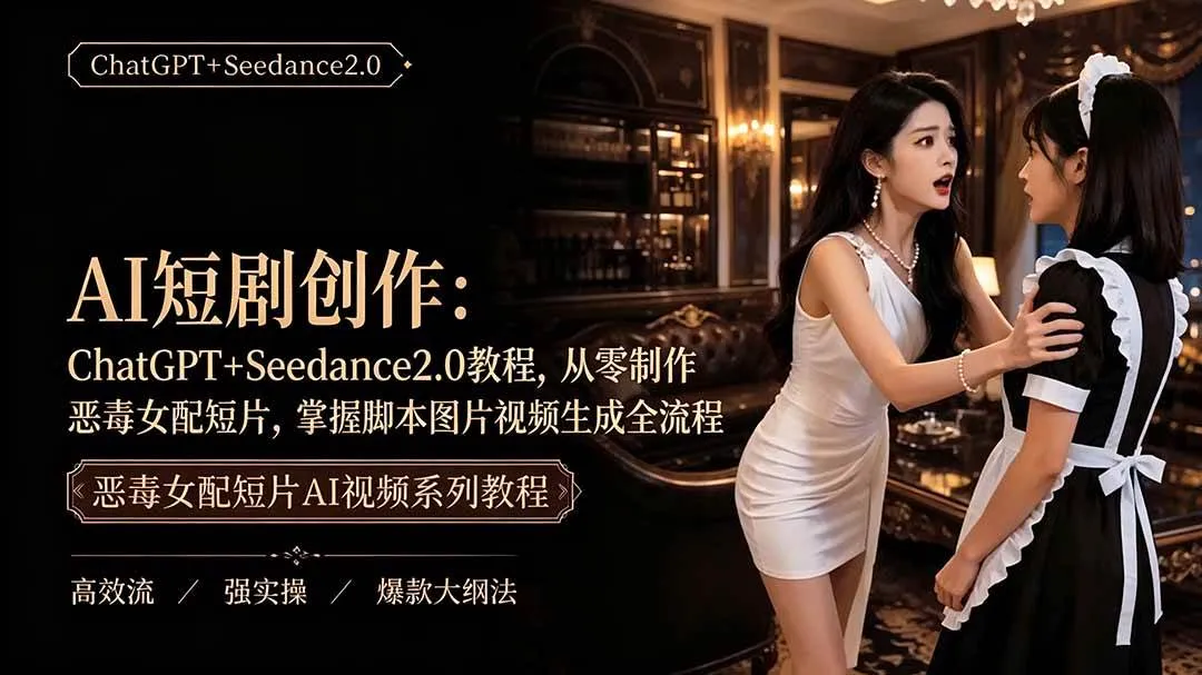 （19545期）AI短剧创作：ChatGPT+Seedance2.0教程，从零制作恶毒女配短片，掌握脚本图片视频生成全流程-梦帆创业网