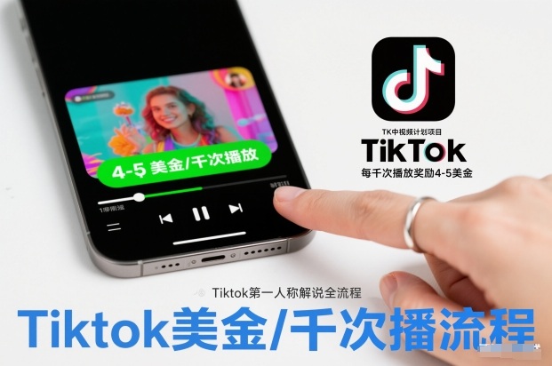 TK中视频计划项目，Tiktok第一人称解说流程，每干次播放奖励4-5美金-梦帆创业网