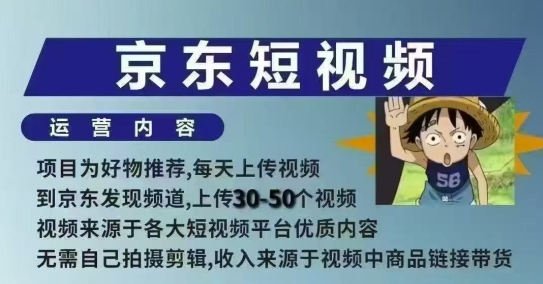 京东短视频带货课，无需自己拍摄剪辑，保姆式教学，两天快速上手-梦帆创业网