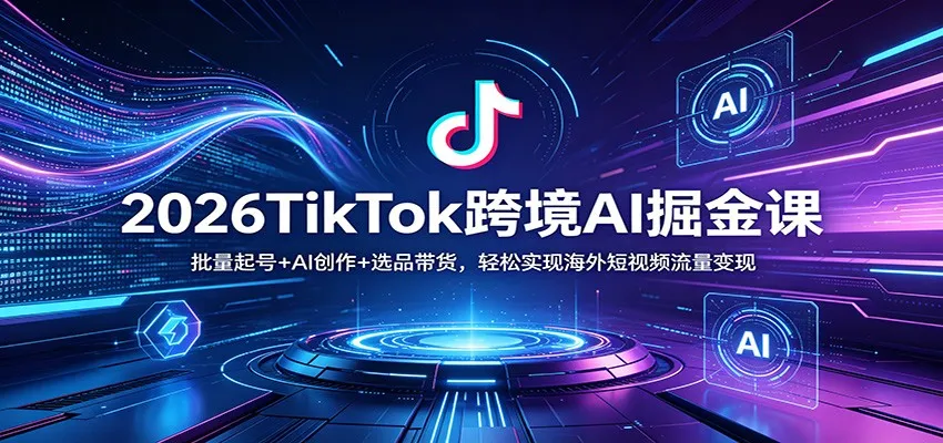 2026TikTok跨境AI掘金课:批量起号+AI创作+选品带货,轻松实现海外短视频流量变现 2026TikTok跨境AI掘金课:批量起号+AI创作+选品带货,轻松实现海外短视频流量变现