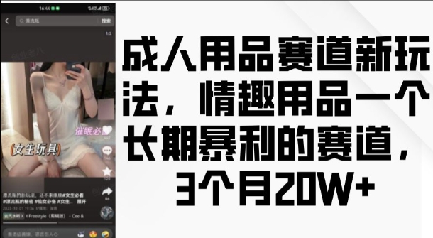 成人用品赛道新玩法，情趣用品一个长期暴利的赛道，3个月收益20个【揭秘】-梦帆创业网