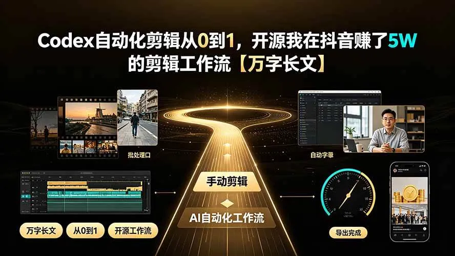 （19504期）Codex自动化剪辑从0到1，开源我在抖音赚了5W 的剪辑工作流【万字长文】-梦帆创业网
