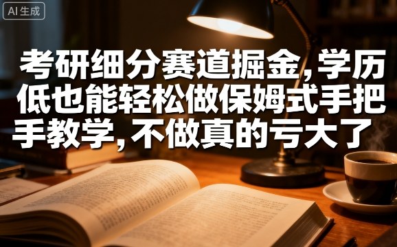 考研细分赛道掘金，日入1k+，学历低也能轻松做保姆式手把手教学，不做真的亏大了【揭秘】-梦帆创业网