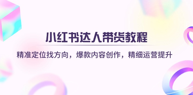 小红书达人带货教程：精准定位找方向，爆款内容创作，精细运营提升-梦帆创业网
