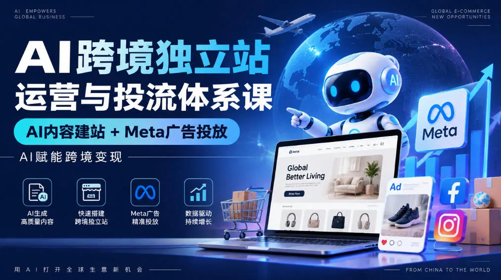 AI跨境独立站运营与投流体系课｜AI内容建站+Meta广告投放，AI赋能跨境变现-梦帆创业网