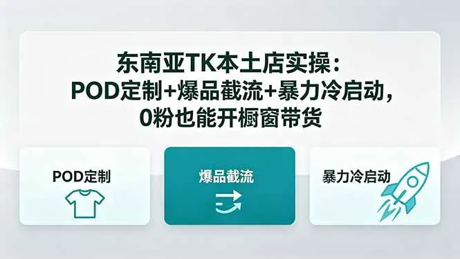 （18381期）东南亚TK本土店实操：POD定制+爆品截流+暴力冷启动，0粉也能开橱窗带货-梦帆创业网