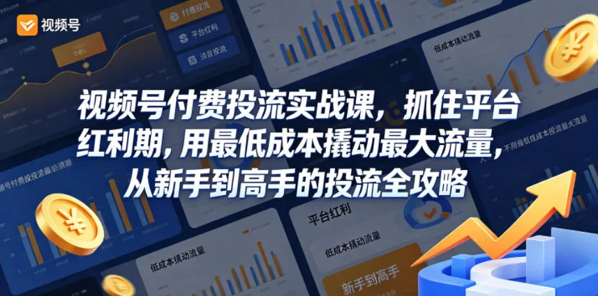 视频号付费投流实战课，抓住平台红利期，用最低成本撬动最大流量，从新手到高手的投流全攻略-梦帆创业网